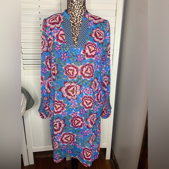 Cabi 5612 Primrose Dress Blue Floral Tunic SZ Small. - Picture 2 of 3